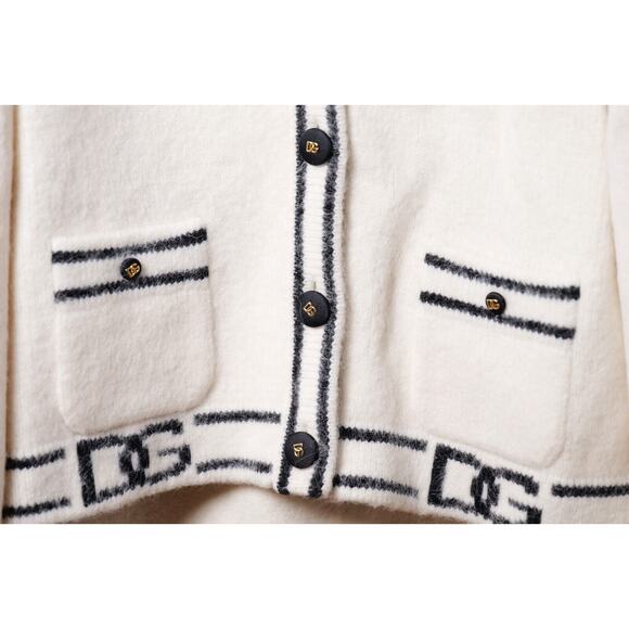 Dolce & Gabbana Faux-Fur Paneled Logo Embellished Cardigan (IT 42) RRP $3495 - Picture 8 of 14